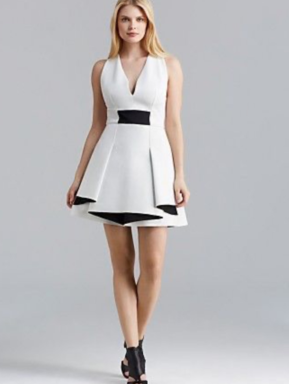 Robert Rodriguez Bonded Neo Flounce Dress Color Block Dress size M
